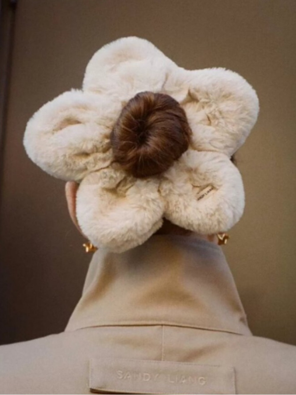 Sandy Liang Flower Power Pet Scrunchie - Taupe